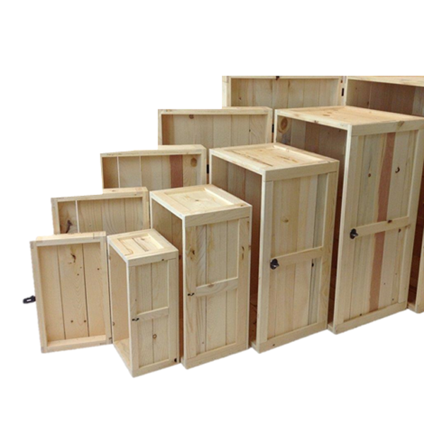 The rustic crate series 200 lined up without stain